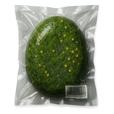 smooth stone with thick moss and scattered small flowers, glossy sticker