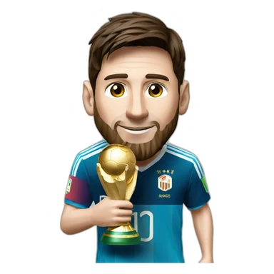 Lionel Messi with World Cup trophy sticker