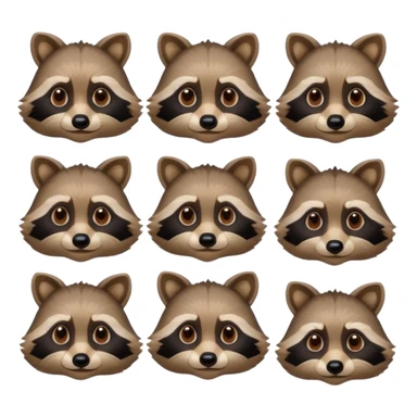 A set of emotions featuring a painted raccoon sticker