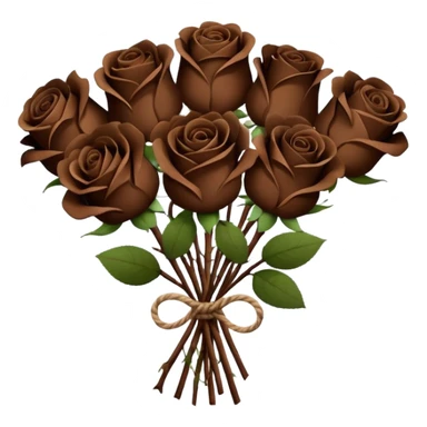 Bouquet of the darkest  brown roses in a paper package sticker