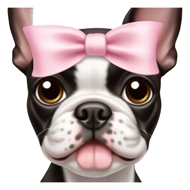 Boston Terrier dog with baby pink bow sticker