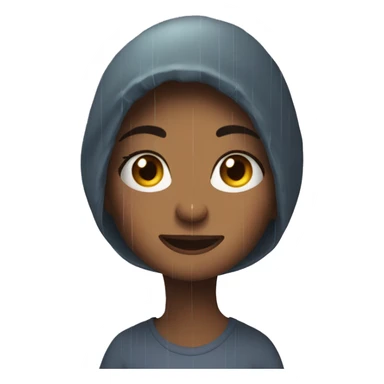 girl getting rain in here face sticker