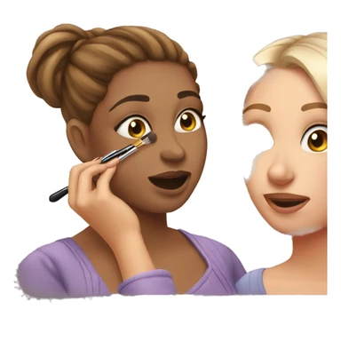 "A girl doing makeup on her friend." sticker