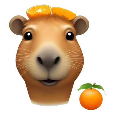 Capybara with a tangerine on its head  sticker