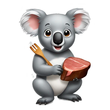 a cute koala eats well done steak sticker