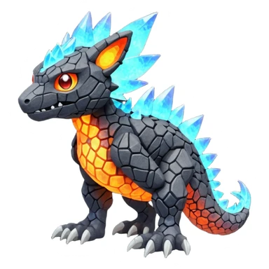  colorful iridescent magmatic Fakémon-Digimon-Trico-Vernid-creature (full body) sticker