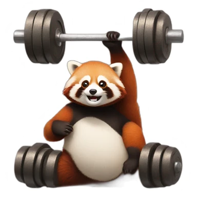 Red panda weight lifting a raccoon sticker