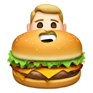 A fat man eating a burger sticker