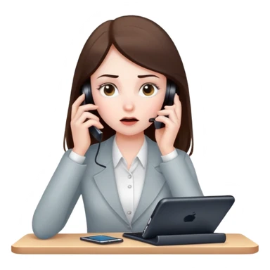 girl with a lot of phone calls and work sticker