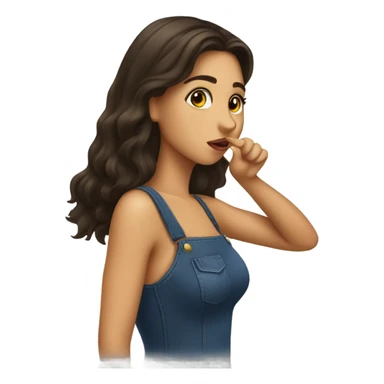 Brunette girl throwing a kiss sticker