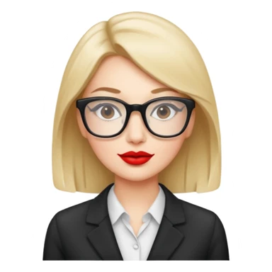 office working woman with rectangle glasses and red lipstick  sticker