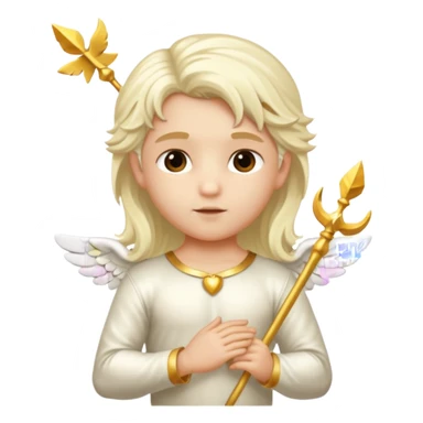 Cupid, Love God from Rome Mythology with long platinum blonde hair, gold and white outfit sticker