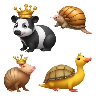 Rubber duck chubby round armadillo pig panda centipede armadillo wearing a crown sticker