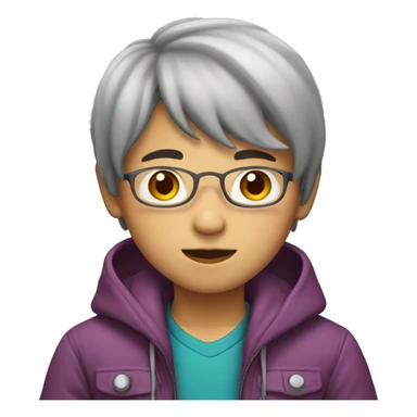 asian boy in multicolored jacket sticker