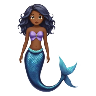 full body black mermaid with dark skin and fish tail sticker