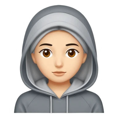 Saçı arkadan bağlı beyaz tenli kirli sakallı 24 yaşlarında üzerinde gri kapüşonlu sweat olan bir erkek çiz sticker