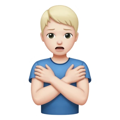 person choking them selves with arms crossed sticker