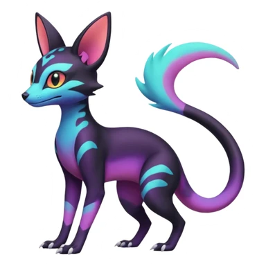 Neon pastel Salandit-Umbreon-Genet-Noivern-Noibat-Serval-Hybrid (Full body) sticker