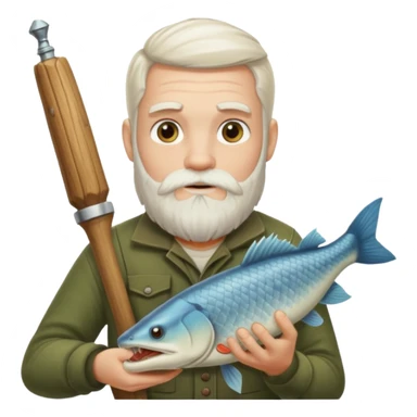 White bearded Swamp boy w gar in hand sticker