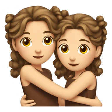 two girls hugging with bows if their hair, brown hair  sticker