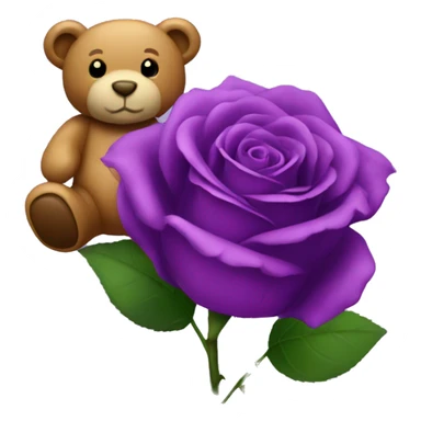 purple rose with teddy bear  sticker