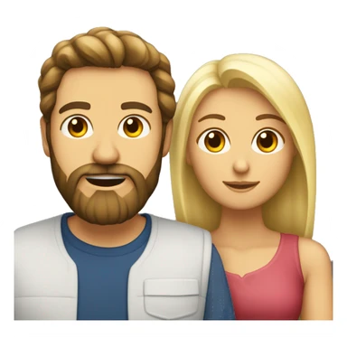 Créer moi un couple avec un homme brun barbu et une femme blonde au cheveux long  sticker