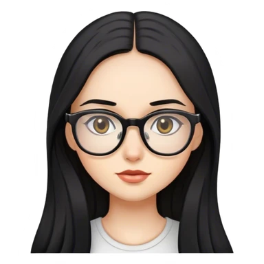 brunette girl long black hair with glasses sticker