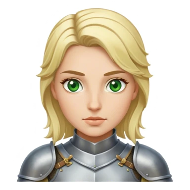 female knight with european skin with green eye and blonde hair sticker