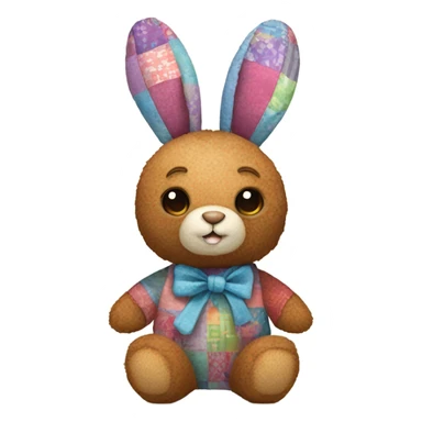 Patchwork Bunny teddy sticker