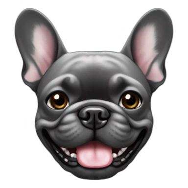 Dark Grey French bulldog smiling face sticker