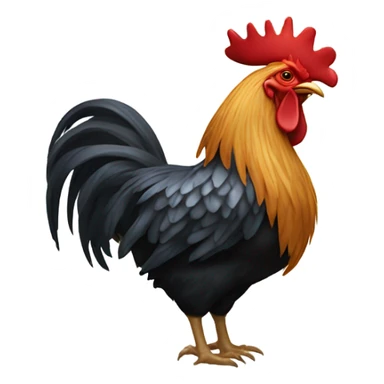 (crestless rooster) with a (king's crown) sticker
