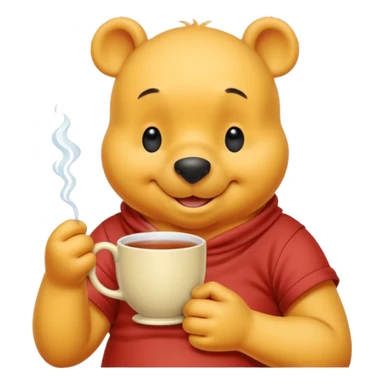 Winnie the Pooh drinking tea sticker