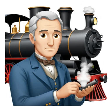 George Stephenson working on a steam locomotive sticker