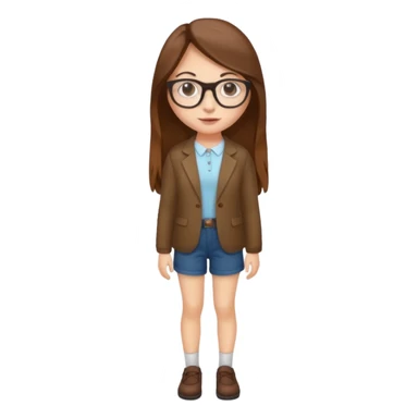 Full body Girl with glasses and long brown hair sticker