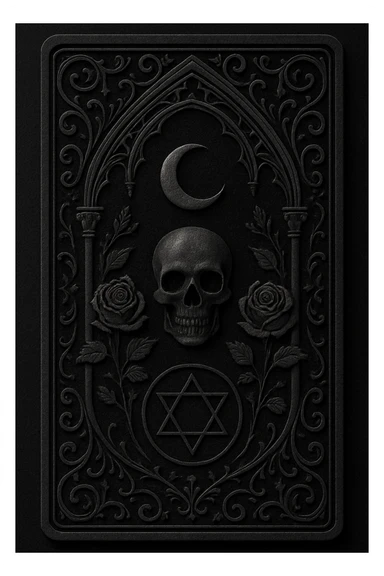 goth black tarot card, ornate sticker