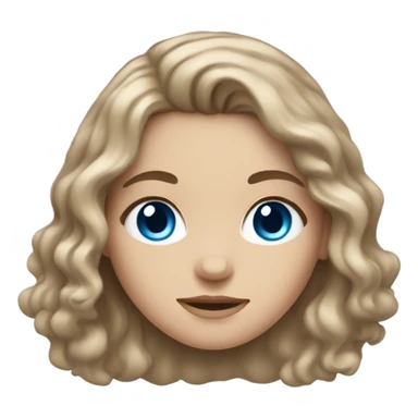 White girl with blue eyes, brown wavy hair sticker