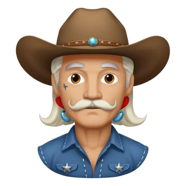 tattooed and mustached cowboys long white hair emoji sticker