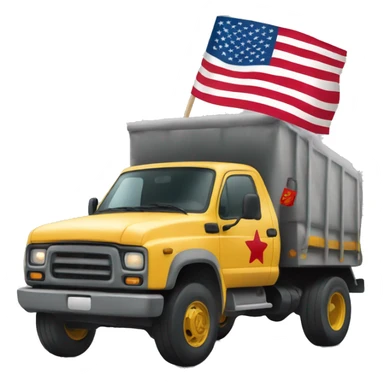  a truck with a flag on the back sticker