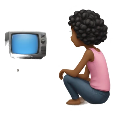girl watching tv sticker