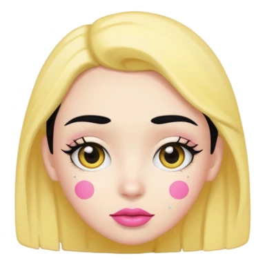 Yellow face with cute eyes pink lips black hair and black dot at forehead  sticker