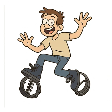 trampoline shoes, playful, energetic, cartoon style sticker