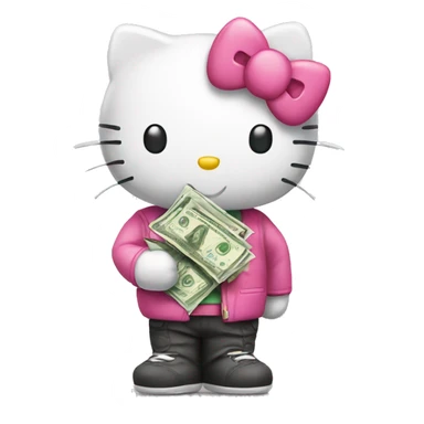 hello kitty with money sticker
