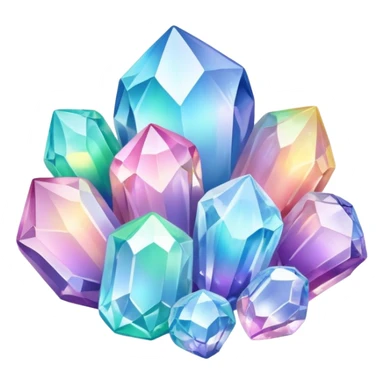 Pastel iridescent rainbow crystal clusters sticker