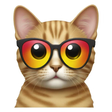 Cat with hearts sunglasses sticker