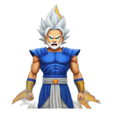 Narendra modi as a powerful super saiyan with blue flames sticker