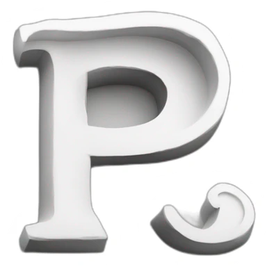 letter P, typography, black and white, realistic sticker