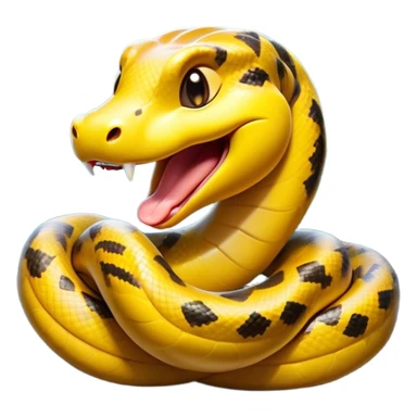 Cinematic Cute Yawning Anaconda Portrait Emoji, Head tilted slightly with a dramatic, wide-open yawn, showcasing a sinuous, scaled form with half-closed, drowsy eyes and an open, relaxed mouth, Simplified yet irresistibly adorable features, highly detailed, glowing with a soft, cozy jungle glow, high shine, relaxed yet expressive, stylized with a dash of whimsical reptilian charm, soft glowing outline, capturing the essence of a drowsy yet affectionate anaconda that appears ready to stretch out for a nap! sticker