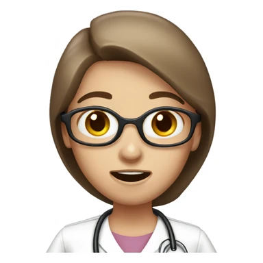 Panicking nurse long brown hair sticker