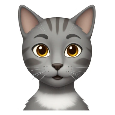 grey cat and women with brown hair and brown eyes  sticker