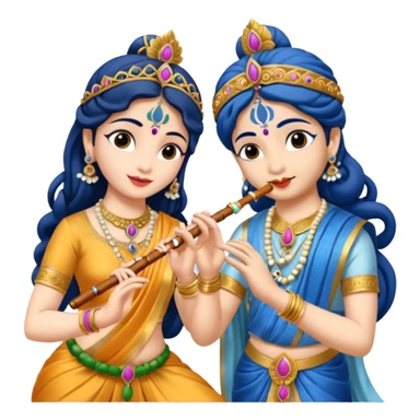 Radha rani and lord sri krishna play flute, skin colour is fairy white sticker